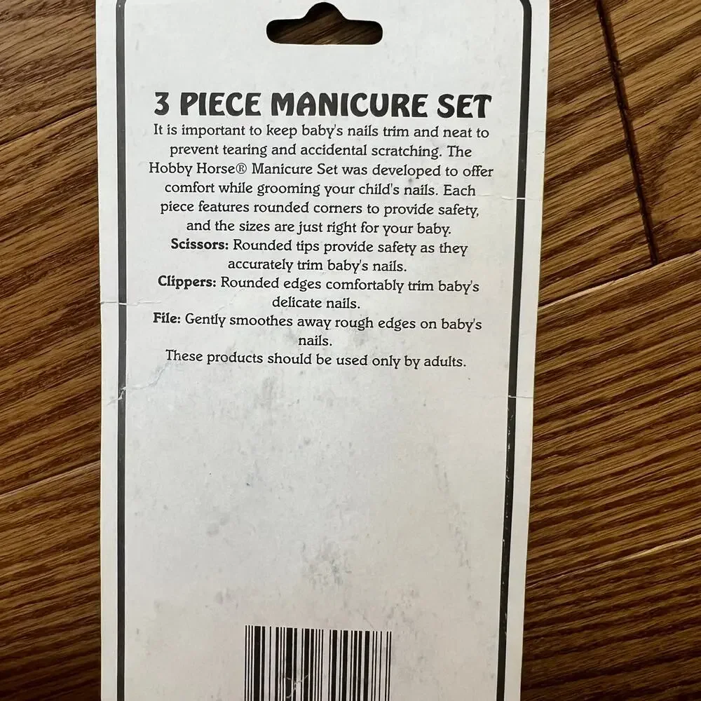 Vtg NOS Hobby Horse 3 Piece Baby Toddler Manicure Set File Clippers Scissors NEW
